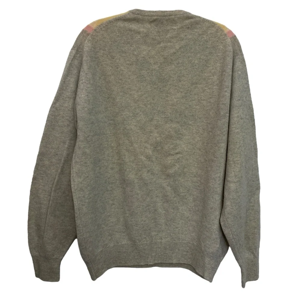 Pringle of Scotland 100% Lambswool‎ V-Neck Pullover Sweater Plaid Winter Sz 42